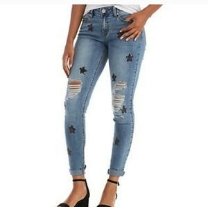 Ashley Mason Blue Jean with Black Sequin Stars. Size 7